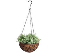 Elegante Cesto Fiori IN Ghisa Con Fodera Noce Cocco da Appendere (30 CM Ø