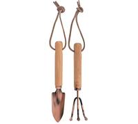 Esschert Design Minitools in Rame e rastrello, con Manico in Legno e Occhiello sospeso