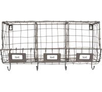 Esschert Design Portaoggetti da Parete in Filo Metallico - 3 Scomparti - 1 pz.