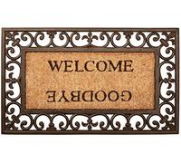 Esschert Design Schmutzfangmatte, Zerbino con Il Motivo Welcome/Goodbye in Gomma con la Fodera di Cocco, rettangolari, di Circa 76 cm x 45 cm