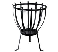 Esschert Design Secchio Per Fuoco Con Manico Nero In Metallo Rotondo Da Giardino