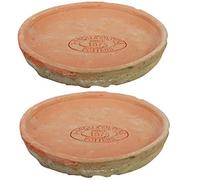 Esschert Design - Set di 2 sottobicchieri rotondi in terracotta, Ø 15,8 cm, per piante e fiori, in terracotta