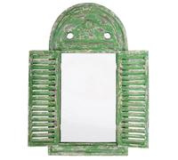 Esschert Design - Specchio per parete/guardaroba in stile Louvre con imposte, ca. 39 x 55 cm, diversi colori verde, legno