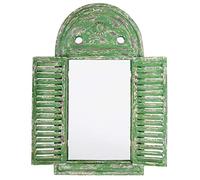 Esschert Design - Specchio per parete/guardaroba in stile Louvre con imposte, ca. 39 x 55 cm, diversi colori verde, legno