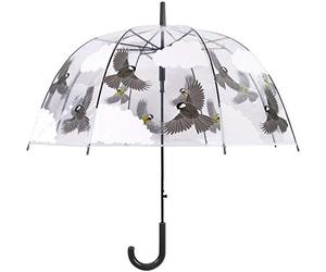 Esschert Design TP274 Ombrello trasparente per uccelli, trasparente, marrone, bianco