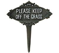 Esschert Design TT207 Series Please Keep Off The Grass - Cartello nero e bianco, altezza 22,9 cm