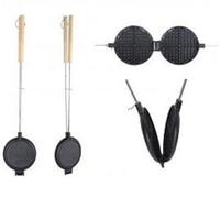 Esschert Design Waffeleisen In Ghisa Con Manico Lungo In Legno Per Fuoco Aperto