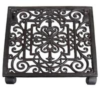 Esschert - Porta pianta quadrato con rotelle, 29.6 x 29.6 x 5.8 cm, 1 pezzo