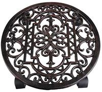 Esschert - Porta pianta rotondo con rotelle, 29.1 x 29.1 x 4.8 cm, 1 pezzo