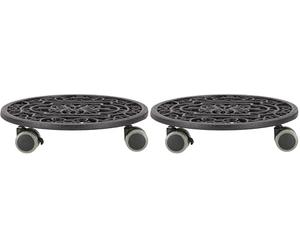 Esschert - Porta pianta rotondo con rotelle, 29.1 x 29.1 x 4.8 cm, 1 pezzo (Confezione da 2)