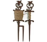Esschert - Set di punteruoli in ghisa con Corde per piantare, Lunghezza delle Corde: 25 m, ca. 14 cm x 6 cm x 35 cm