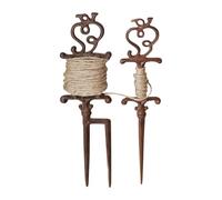 Esschert - Set di punteruoli in ghisa con Corde per piantare, Lunghezza delle Corde: 25 m, ca. 14 cm x 6 cm x 35 cm