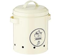 Esschert Design Contenitore Cipolle Lattina Coperchio Acciaio Crema Stock Onions