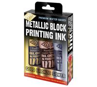 Essdee Block Printing Ink 3 Pack (Metallic Gold Silver Bronze) 100m