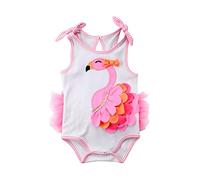 ESSECMBS Neonate Senza Maniche Costume da Bagno Romper 3D Flamingo Jumpsuit Bikini Costume da Bagno a Vita Alta Tracolla Bodysuit Beachwear Costume da Bagno Costume da Bagno (Rosa, 3-6 Mesi)