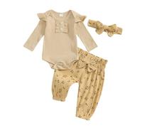 ESSECMBS Tutina Neonata Completo Elegante Pagliaccetto Bambina Cerimonia Vestito Battesimo Bimba Vestiti Neonato Femmina 6-9 Mesi Completino 9-12 Mesi (Avorio, 0-3 Months)