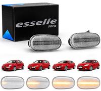 Esselle Parts Coppia Frecce Laterali Trasparenti Progressive Dinamiche a LED per Alfa Romeo Mito, 147 pre-restyling, GT, Fiat Bravo MK2, Plug and Play Canbus Nessun Errore