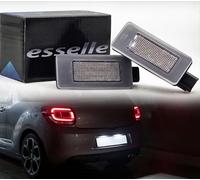 Esselle Parts Placchette Luci Targa LED Compatibili con Citroen C3 MK2, C3 MK3, Cactus, C4 MK2, Picasso, Spacetourer, C5 Aircross, DS3, Ds4, DS5, 18 SMD CANBUS 6000K Bianco Ghiaccio Plug & Play