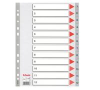 ESSELTE - 100106 - Separatore numerico 1-12 - PP - A4 - 22,5x29,7 cm - grigio - Esselte - 59037 - Conf. da 10 Pz.
