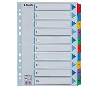 Esselte 100161 - Divisori 1-10 A4, confezione da 10 pezzi, multicolore
