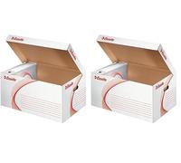 Esselte 128900, Scatola portadocumenti standard in cartone, Bianco, 365 x 550 x 255 mm (Confezione da 2)