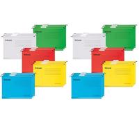 Esselte, 15 pezzi Cartelle sospese A4 rinforzate per organizzare schedari, documenti a casa, in ufficio, a scuola, con etichette e portaetichette, in Carta Riciclata 100%, Colori Assortiti, 628808