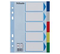 Esselte 20 divisori per formato A5, per copertina e 5 divisori con linguette, multicolore, plastica resistente, 15264