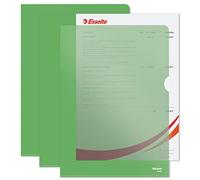 Esselte Buste L Deluxe, in PPL Antiriflesso, per Archiviare e Conservare Documenti in Formato A4, Confezione da 100 Buste Verdi Trasparenti, 54838