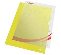 Esselte Buste L Deluxe, in PPL Antiriflesso, per Archiviare e Conservare Documenti in Formato A4, Confezione da 100 Buste Gialle Trasparenti, 54842
