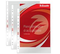 Esselte Buste Perforate Deluxe, in PPL Lucido, per Archiviare e Conservare Documenti in Formato 22x30 cm, Confezione da 100 Buste, 395697500