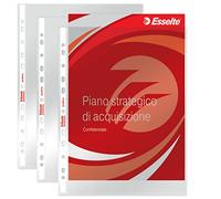 Esselte Buste Perforate Deluxe, in PPL Lucido, per Archiviare e Conservare Documenti in Formato A4, Confezione da 50 Buste, 395009300
