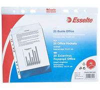 Esselte Buste Perforate Office, in PPL Antiriflesso, per Archiviare e Conservare Documenti in Formato A5, Confezione da 25 Buste, 395612200
