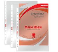 Buste a perforazione universale Esselte Copy Safe Office - 187749 Buste in plastica a foratura universale 22x30 cm con finitura liscia lucida di colore trasparente in confezione da 50 Pz.