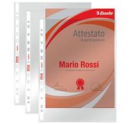 Esselte Buste Perforate Office, in PPL Lucido, per Archiviare e Conservare Documenti in Formato 22x30 cm, Confezione da 100 Buste, 391097000
