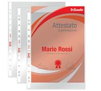 Esselte Buste Perforate Office, in PPL Lucido, per Archiviare e Conservare Documenti in Formato A4, Confezione da 50 Buste, 395011300