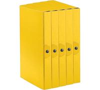 Esselte C24 EUROBOX Cartella Progetti per l'archiviazione, chiusura con bottone, 25 x 35 cm, Dorso 4 cm, Giallo, Confezione da 5 pz, 390324090