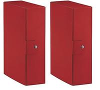 Esselte C28 EUROBOX Cartella per Progetti, 25 x 35 cm, Dorso 8 cm, Rosso, Confezione da 2, 390328160