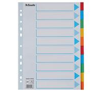 Esselte Confezione da 10 Intercalari Colorati in Formato A4 per Raccoglitori ad Anelli e con Meccanismo a Leva , Includono un Foglio Anteriore Identificativo, Realizzati con Resistente Carta Riciclata