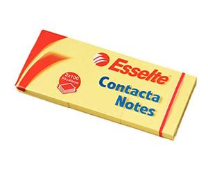 Esselte Contacta Notes, Adesivi per Appunti, Formato 50 x 40 mm, 3 Pezzi da 100 Fogli, Giallo, 83012