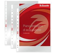 Esselte Buste perforate Deluxe PPL lucido 22x30 cm per 2/3/4 anelli impermeabili – 50 pz