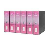 Esselte DOX 1 - 6 Registratori con custodia A4 e meccanismo a leva, Raccoglitori con leva formato Commerciale (23x30cm) con Dorso da 8 cm, Rosa chiaro, 85 x 315 x 288 mm, Conf.da 6 pezzi, D15119