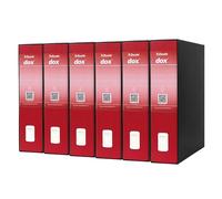 Esselte Dox 2 Raccoglitore a Leva Formato Protocollo D8, A4, Rosso, Confezione da 6 Pezzi