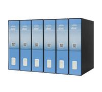 Esselte DOX 2 - 6 Registratori con custodia A4 e meccanismo a leva, Raccoglitori con leva formato Protocollo (23x33cm) con Dorso da 8 cm, Azzurro, 85 x 352 x 288 mm, Conf.da 6 pezzi, D15216