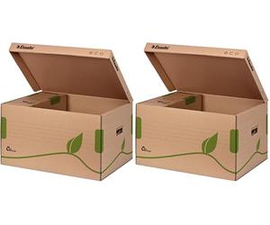 Esselte Ecobox Scatola per archivio e trasporto con coperchio integrato Eco, Apertura superiore, 43.9 x 24.2 x 34.5 cm, Cartone ondulato riciclato al 100%, Marrone (Ocra), 1 pezzo, 623918