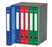 Esselte ESSENTIALS, 6 Raccoglitori 2 anelli tondi con etichetta, Raccogli documenti A4 con lembo di chiusura aggiuntivo, Foro di presa, 25 x 33 cm, Dorso 4 cm, Assortito Blu Rosso Verde, 391965000