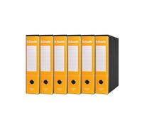 Esselte ESSENTIALS G75 Registratore con Custodia, con Meccanismo a Leva, in Formato Protocollo, 23x33cm, con Dorso da 8 cm, Giallo, Conf.da 6 pezzi, 390775090