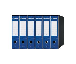 Esselte ESSENTIALS G75 Registratore con Custodia, con Meccanismo a Leva, in Formato Protocollo con Dorso da 8 cm, Blu, Conf.da 6 pezzi, 390775050