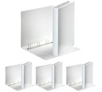 Esselte ESSENTIALS Panorama Binder, Raccoglitore 4 anelli a D personalizzabile, Raccogli documenti A4 con tasche esterne per personalizzazione capacità 580 fogli, 22 x 30 cm, Dorso 4 cm, Bianco, 49701
