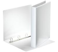 Esselte ESSENTIALS Panorama Binder, Raccoglitore 4 anelli personalizzabile, Raccogli documenti A4 con tasche esterne per personalizzazione capacità 240 fogli, 22 x 30 cm, Dorso 4.4 cm, Bianco, 49702