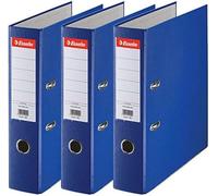 Esselte, Essentials, Raccoglitori a leva, confezione da 3, colore blu scuro, dorso 75 mm, A4, PP, 624291